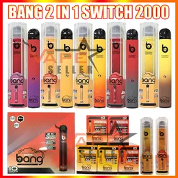 Bang Pro Max Anahtarı Tek Vape Kalem 2 IN 1 E Sigara Cihazı 7 ml Bakla 2000 Puffs 2IN1 Başlangıç Kiti