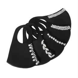 2022 new ice silk breathable black mask party personalized decoration pearl rhinestone mask
