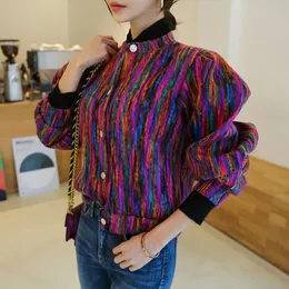 [EWQ] Autumn Winter Korean värme trend grova blomma damer rockar kort casual jacka kvinnor designer kashmir ytterkläder