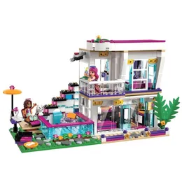 Modelo Kits de construção compatíveis amigos 10498 Livi's pop star house Emma mia tijolos figura brinquedos lj200928