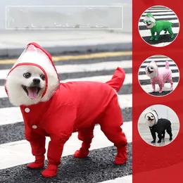 Full-Cover Dog Apparel Raincoat One-Piece Waterproof Dog Rainboot Clothes for Small Dogs Yorkie Costume Puppy Jumpsuit Pet Raining Coat 20220122 Q2