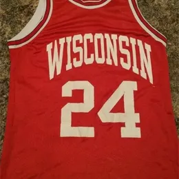 Custom 604 Youth women # Michael Finley Jersey Wisconsin #24 Final Four Basketball Jersey Size S-4XL or custom any name or number jersey
