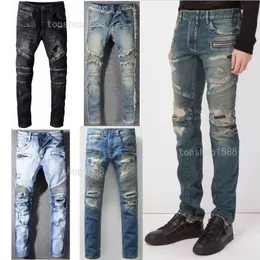 2021 Jeans da uomo Top Designer di alta qualità Denim Moda da uomo Biker Hole Strappato Tie Dye Uomo Popolare Pantaloni Hip Hop Jean