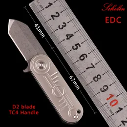 UTX D2 필렛 물고기 접이식 나이프 EDC 도구 남자 Gifttitanium TC4 핸들 포켓 나이프 사냥 전술 자동 칼 CNC 캠핑 캠핑