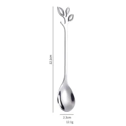 Листья из нержавеющей стали Spoon Fork Spoon Coffee Tea Tea Spoons Creative Ice Tools Tableware Kitchen Gadgets Home Decor H jllijh