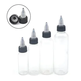 50 pezzi 30ml 60ml 100ml 120ml bottiglia di inchiostro del tatuaggio vuota in plastica tappo nero bottiglia trasparente trasparente accessori per tatuaggi T20353b