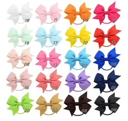 40Pcs/lot 2.2 Inches Boutique Solid Grosgrain Ribbon Bows With Elastic Bands For Kids Girls Cute Children Hair Accessories