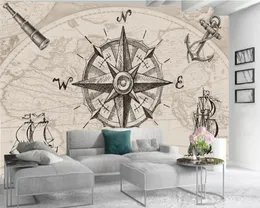 Papiery ścienne Home Decor Eurynalis Retro Morskie Wykres Wnętrze Wnętrze Dekoracyjne Jedwabne 3d Mural Tapeta