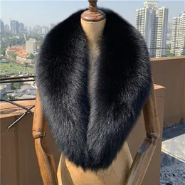 Winter 100% Black Real Fox Fur Collar Women Natural Fox fur Scarf Shawl Collars Wraps Neck Warm Fur Scarves Female 201210