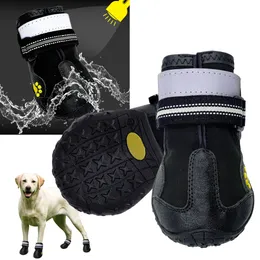 Reflektierende Hundeschuhe Socken Winter Hundestiefel Schuhe Regenbekleidung Rutschfeste Anti-Rutsch-Verschleißfeste Haustierschuhe für mittelgroße große Hunde 201109