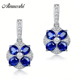 AINOUSHI 0,25 carati taglio ovale 4 blu Sona orecchini in argento sterling 925 donne matrimonio fidanzamento anniversario festa ragazze orecchini Y200107