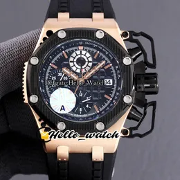 JF New 44mm 26165 ETA A7750 Automatic Chronograph Black Texture Dial Mens Watch Rose Gold Two Tone Stopwatch Rubber Top Watches Hello_Watch