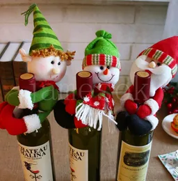 Christmas Hold a bottle Adornment dolls Santa Claus snowman and red wine set cover Champagne bottle set cover restaurant decoration DB285