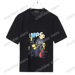 22SSデザイナーTシャツチェストファミリーTシャツプリント半袖ハイストリートカジュアルTシャツコットントップ男性と女性ブラックXinxinbuy XS-L