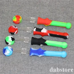 New Design Silicone Pipes Nectar With quartz nail Tip Random Color Tobacco Pipes Oil Rigs Pipe