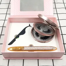 Flase Eyelashes Glue-free Eyeliner Pen Self-adhesive Waterproof Eyeliner Pen & False Eyelashes &Tweezer Set