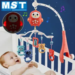 Baby Rattles Rotating Musical Crib Mobiles Holder Bracket Carousel Bed Bell Music Box Light Rattles Toys For 0-12 Months Babies LJ201124