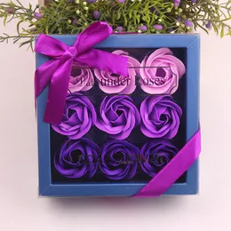 Valentine Day Rose Gift 9 Pcs Soap Flower Rose Box Wedding Mother Day Birthday Day Artificial Soap Rose Flower GGE3829