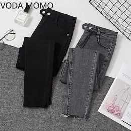 Plus storlek jeans kvinnliga denim byxor svart kvinna kvinna donna stretch bottnar feminino mager för kvinnor byxor 220310