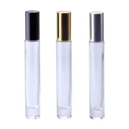 Thick bottom 10ml metal Empty Glass Perfume roller ball Steel ball Bottle Spray Perfume Atomizers Bottles LX4109