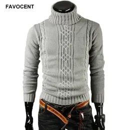 Favocent 남성 스웨터 풀오버 남성 남성 브랜드 캐주얼 슬림 스웨터 남자 단색 높은 옷깃 자카드 헤징 남자 스웨터 XXL 201201