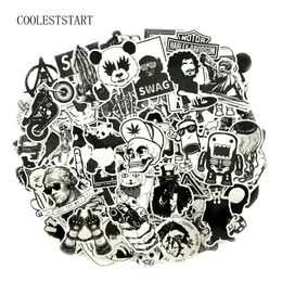 200 Pcs/Lot Mixed Black And White Graffiti Stickers PVC Waterproof Sticker For Laptop Luggage Car Skateboard Notebook LJ201019