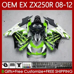 حقن OEM ل Kawasaki Ninja ZX-250R EX250 ZX250 R Ex ZX 250R 2008-2012 Body 81NO.219 EX-250 ZX250R 08 09 10 11 12 12 الأخضر Blk Ex250R 2008 2009 2010 2011 2012 Fairing