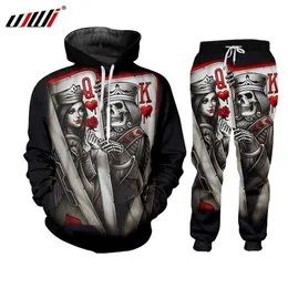 UJWI Nya Zip Hoodies Man sweatsuit 3D Print Skull Poker QK Casual Big Size Kostym Man Zipper Coat Vintermode Hoody 201130