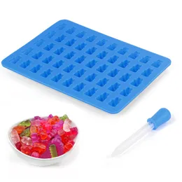 1pc 50 Grid Gummy Bear Mold Trays with Dropper, Fun Making Gummy Bears with  Non Stick Silicone Candy Molds, Perfect Silicone Molds for Gummy Bear Candy  with 1pc Dropper