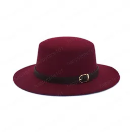 Yeni Fedora Şapka Kadın Kış Sonbahar Bağbozumu Geniş Ağız Keçe Yün Melon Şapkalar Adam Caz Şapka Siyah Kırmızı Şapka