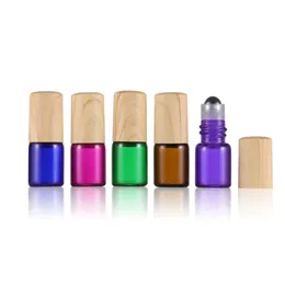 500pcs/lot 1ml Empty Glass Bottle with plastic wooden lines Lid, Roll on Bottle, Perfume Roller Bottles, Essential Oil Packaging
