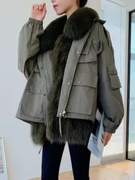 2020 nuovo stile per l'autunno e l'inverno moda abbigliamento San Chuan Parka cappotto femminile fodera in volpe pelliccia di procione all'interno della pelliccia corta Lj201203