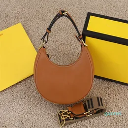 Designer luxury genuine Leather half-moon-shaped underarm bag women's shoulder bag messenger bag metal texture handbag 2022