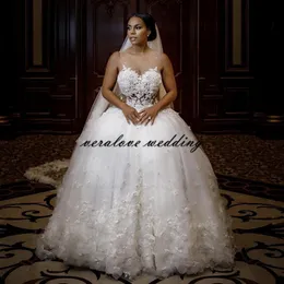 Afrikanische Hochzeit Kleid Ballkleid 2021 Braut Arabisch Nahen Osten Kirche Nigerian Hochzeit Kleider 3D Blume Braut Vestidos