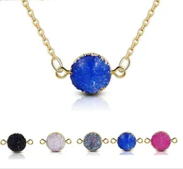 Designharts sten druzy halsband 5 färger guldpläterad geometri sten hängsmycke halsband för eleganta kvinnor tjejer mode smycken gd995