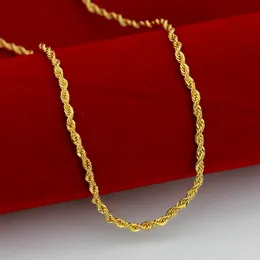 Skręcony łańcuszkowy solidny 18k żółty złoty łańcuch linowy dla kobiet mężczyzn 18 cali