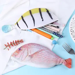 Fish Shape Pencil Bag Creative Polyester Fiber Large Capacity Pen Bag Student Stationery Pencil Bag Kids Gift School Supplies
