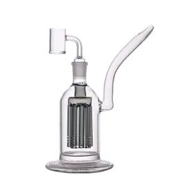 Heady szklane zlewki Bongs 8 ramię drzewo Perc Recycler Bubbler fajki wodne Shisha z ciężką podstawą z 18mm kwarcowym gwoździem banger