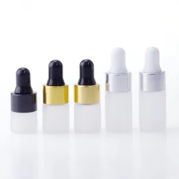 Bottiglia di olio di profumo per tester smerigliato a prova di luce UV con coperchio contagocce in alluminio 1ML 2ML 3ML 5ML Campione di olio per barba smerigliato Flacone contagocce per olio per il viso Freeship