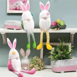 Długie legged Easter Bunny Gnome Decoration Easter Bez twarzy Królik Doll Nordic Szwedzki Skandynawski Karłowy Dom Ornament