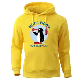 Śmieszne pingwin Noot matka Runaway mężczyźni markowe bluzy z kapturem bluza jesienno-zimowa okrągły dekolt sweter z okrągłym kołnierzem Streetwear dres H1227