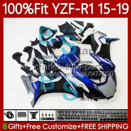 OEM هيكل السيارة لـ Yamaha YZF-R1 YZF1000 YZF R 1 1000CC YZFR1 15 16 17 18 19 Fairings 104NO.14 YZF R1 1000 C 2015 2015 2017 2018 2019 YZF-1000 15-19 Injection Body White Blue Blk