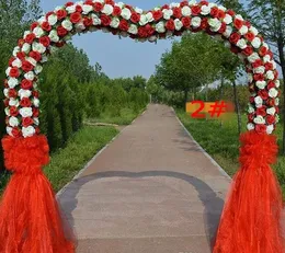Romantische und edle Hochzeits-Seidenblumentür mit Metallrahmen, Rosenblüten-Bogentür für die große Hochzeitsszenen-Vorbereitungsdekoration