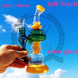 Hookah Big Glass Bong 4mm tjock fyra perc vattenr￶r honungskaka och f￥gelburdiffusor