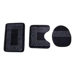 Badtillbeh￶r Set Mat 3 Piece Classical M￶nster Toalett Cover Foot Pad Non-Slip Absorberande Badrum D￶rr Flanell Soft Bathr Rug Carpet1
