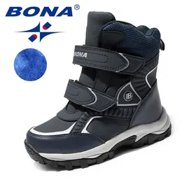 Bona Classics Style Buty Dzieci Hook Loop Boys Snow Leather Skórzane Kostki Odkryty Fashion Sneakers 220211