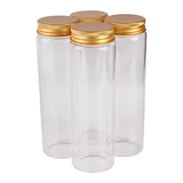 12 pieces 200ml 47*150mm Glass Bottles with Golden Aluminum Lids Spice Bottles Pill Container Candy Jars Vials for Wedding Gift