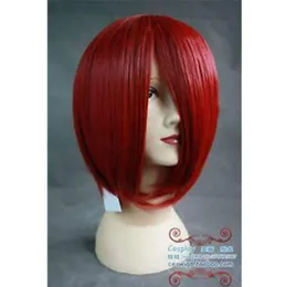 Cos wig escuro vermelho cosplay festa peruca cabelo curto
