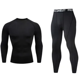 Conjunto de corrida masculino ginásio jogging thermo roupa interior xxxxl skins compressão fitness mma rashgard masculino calças de secagem rápida terno 220211