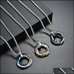 Pendant Necklaces & Pendants Jewelry Cool Design Street Hip-Hop Style Men Titanium Steel Necklace Black Gold Sier Plated Circle Charm Drop D